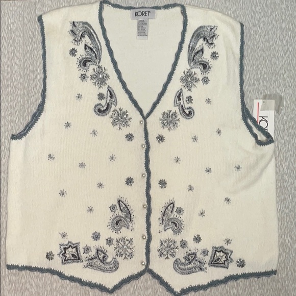 Winter snowflake sweater vest XL NWT - Picture 2 of 10